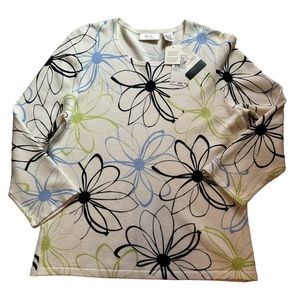 NWT Andrea Viccaro Womens Floral Pattern Sweater size Large